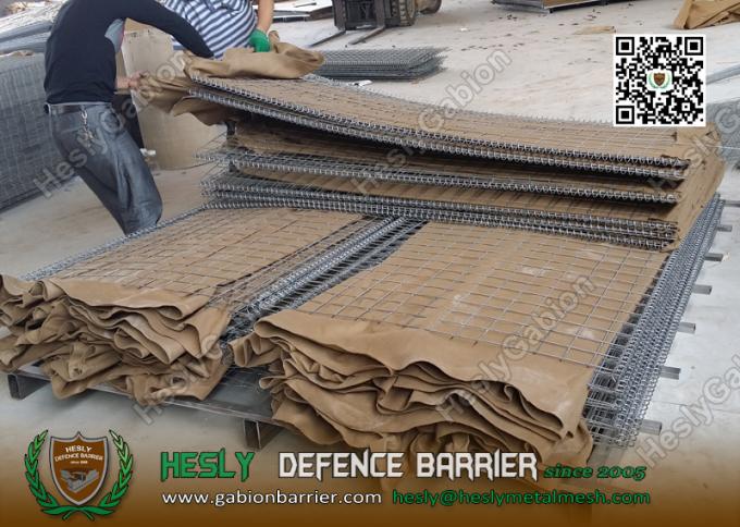 Welded Gabion Protective Barrier with Sand Color Geotextile
