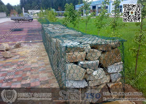 China Green Color PVC coated Doulbe Twist Mesh Gabion Basket with lid, 1.5X1X1m supplier