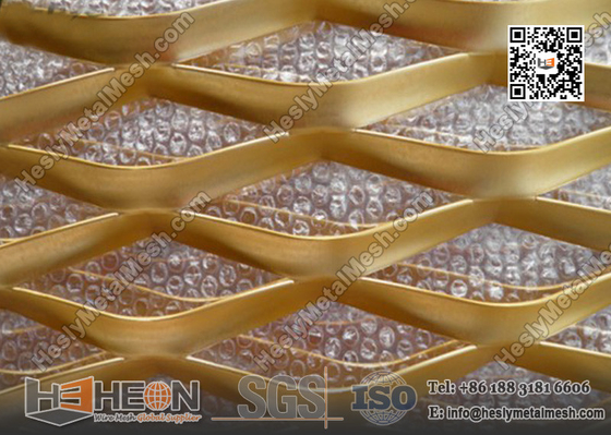 China 75X155mm Diamond Hole Golden Aluminum Expanded Metal Sheet | China Supplier supplier