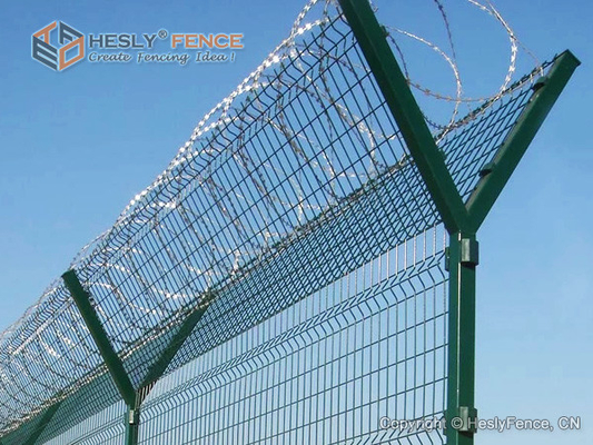 China 3.5m high Airport Perimeter Security Fence System with Top Concertina Wire Coil | China Wire Mesh Fence supplier supplier