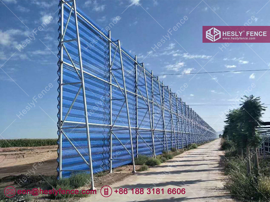 China 9m high Wind Barrier Fence for Wind &amp; Dust Control, Blue Color, China Factory, Steel Perforated Metal Panels supplier