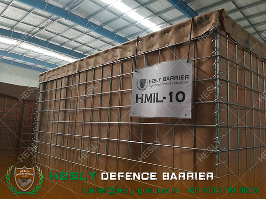 China HESCO Defensive Barriers | MIL10 2.21m high | 5.0mm wire thickness | 3&quot;X3&quot; squre hole | Brown geotextile - HESLY Barrier supplier