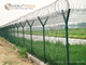 2.8m high Airport Perimeter Security Fence with top Concertina Coil, Anti climb mesh, PVC Coated RAL6005 supplier