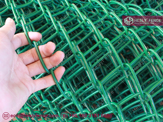 China PVC coated Chain Link Mesh Fence | 50X50mm diamond hole | Color Green | Hesly China Fence Factory Exporter supplier