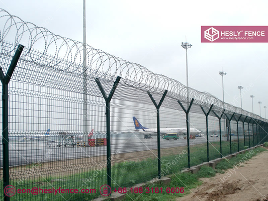 China 3D Welded Wire Mesh Fencing Panels, RAL6005 PVC coated, 2.4mX2.5m, Airport Perimeter Security Fence supplier