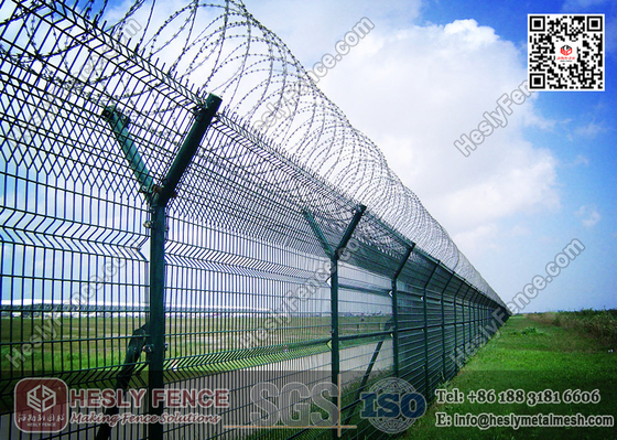 China HESLY Airport Security Fencing with &quot;Y&quot; post and Concertina Razor Wire supplier