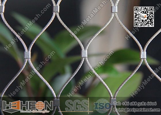 China SS316 / SS304 1.5mm Stainless Steel Ferrule Rope Mesh with 80X139mm Mesh Opening supplier