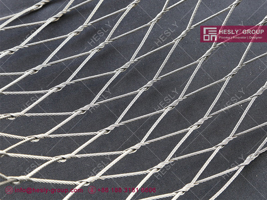 China SS316 / SS304 2.0mm  Stainless Steel Knotted Cable Mesh with 80X80mm Mesh Opening supplier