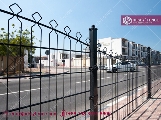 China 868 Decorative Welded Wire Mesh Fence | High 1086mm | 2m width | SHS60X1.5mm Post | Black RAL9005 | HeslyFence-China supplier
