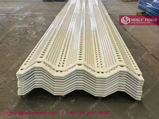 China Steel windbreak panels | 900mm width | Corrugated Perforated Metal Panel for Wind and Dust Control | Color Grey - Hesly supplier