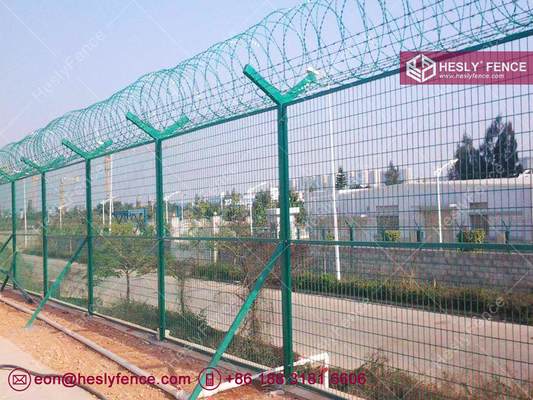 China Wire Mesh Fence For Prison Security | 3.5M high | 2.5m width | Top Concertina Razor Coil | HeslyFence Factory supplier