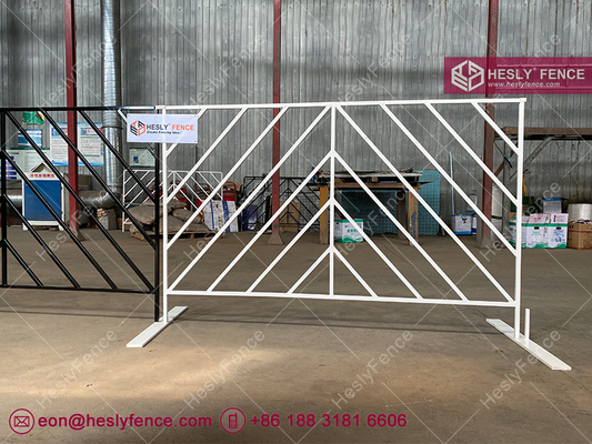 China High 46&quot; Steel Elite Fence Panel For Crowd Control | 0.75&quot; square frame | Chevron Fence | Powder White Color, HeslyFence supplier