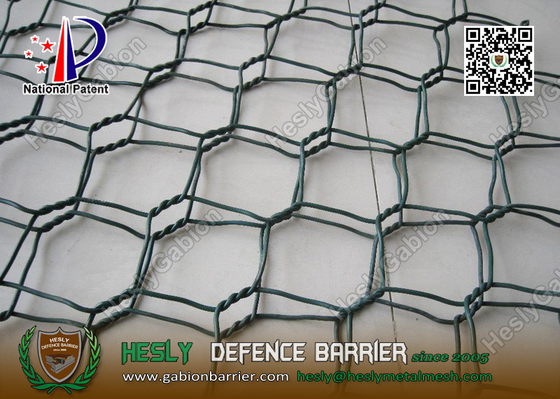 China Green Color PVC coated Wire gabion mesh boxes | 80X100mm hexagonal hole supplier