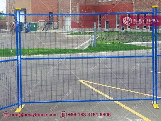 China 6ft height Blue Color Portable Temporary Mesh Fence with top clips and steel base plate supplier