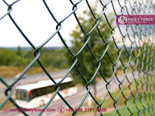 China Dark Green PVC coated Chain Link Mesh Fence | 4.75mm wire | 50mm diamond hole | Hesly Fence - China supplier