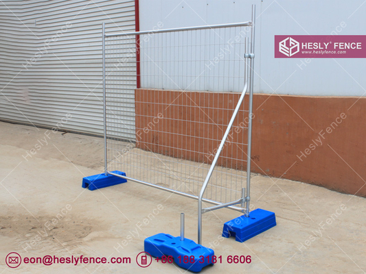 China 2.0m high temporary fencing panels, Orange Plastic Blocks, Steel Clamps and Steel Bracing supplier