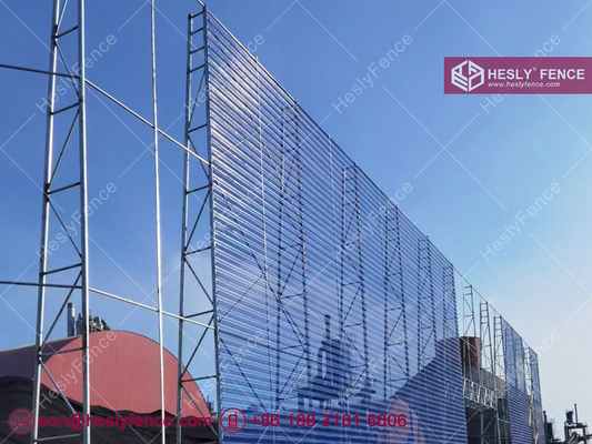China Wind &amp; Dust Suppressing Fence Wall, 10m height, Steel Corrugated Perforated Metal Panels, Powder Coated RAL 5005 blue supplier