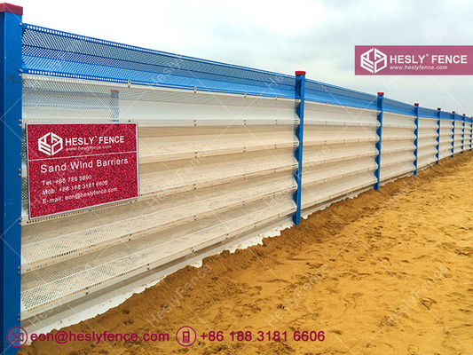 China Wind break barrier perforated sheet | 30% opening ratio | Blue Powder Coated - HeslyFence supplier