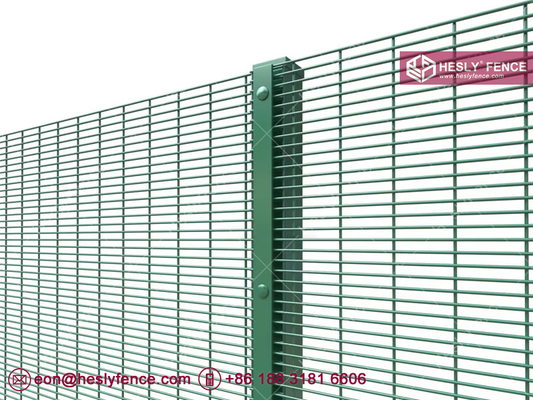 Green Powder Coated Clear VU Mesh Fence | 358 Anti-climb Mesh | Anti-cut | 8 Gauge | HeslyFence China factory sales supplier