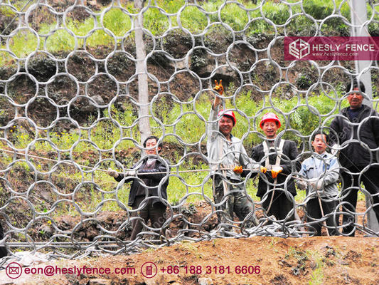 1770Mpa high tensile steel Ring Net Rockfall Barrier Fence, 3mX10m, 4.0mm wire, 350mm ring size, HeslyFence China sales supplier