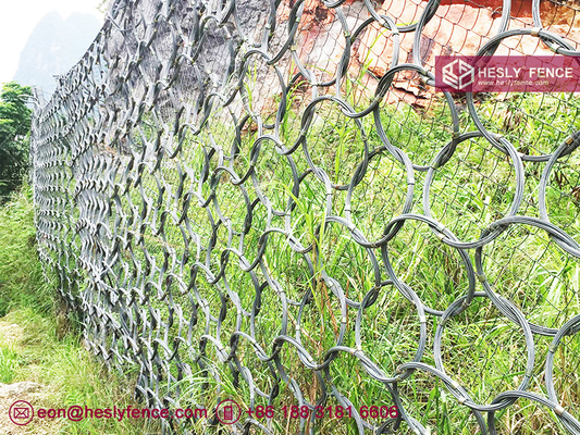 1770Mpa high tensile steel Ring Net Rockfall Barrier Fence, 3mX10m, 4.0mm wire, 350mm ring size, HeslyFence China sales supplier