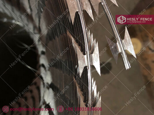 OD1100mm Concertina Razor Wire Coil, BTO-16, 16mm razor, hot dipped galvanized, HeslyFence China Factory sales supplier