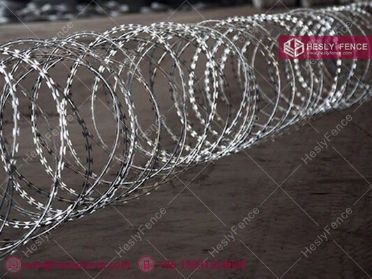 OD1100mm Concertina Razor Wire Coil, BTO-16, 16mm razor, hot dipped galvanized, HeslyFence China Factory sales supplier