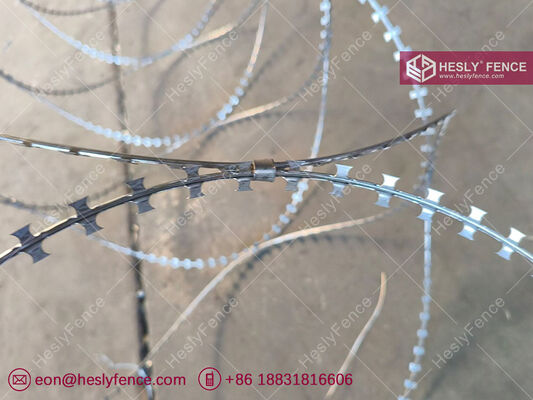 BTO-10 Concertina Razor Wire Coil, 600mm Diameter Coil, Hot Dipped Galvanized Steel Wire, HESLY Brand, China exporter supplier