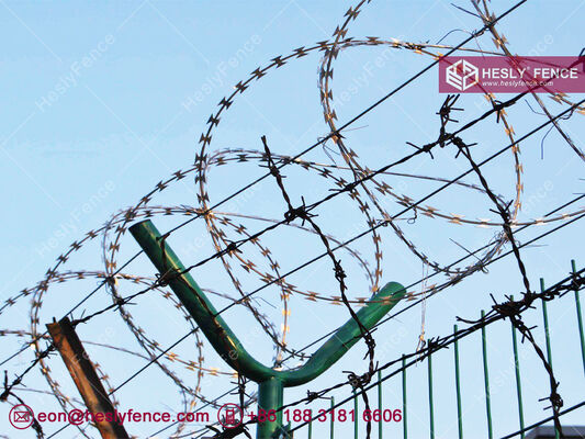 HESLY Airport Security Fencing with "Y" post and Concertina Razor Wire supplier