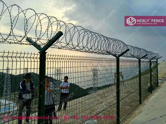 HESLY Airport Security Fencing with "Y" post and Concertina Razor Wire supplier