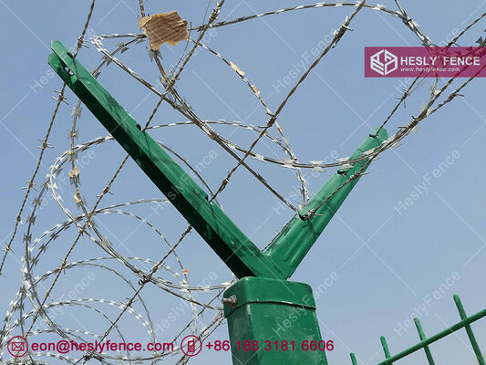 HESLY Airport Security Fencing with "Y" post and Concertina Razor Wire supplier