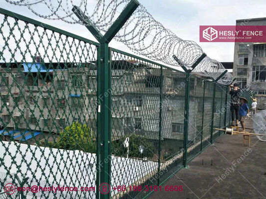 HESLY Airport Security Fencing with "Y" post and Concertina Razor Wire supplier