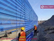 10m high Wind and Dust Control Fence System | 3m length panel | Powder Coated Blue | 38% opening ratio - HeslyFence supplier