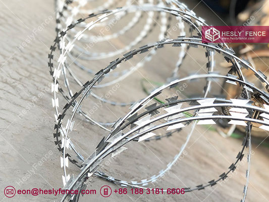 BTO-16 Hot Dipped Galvanized Concertina Razor Wire Coil O.D. 1100mm, HeslyFence, China supplier