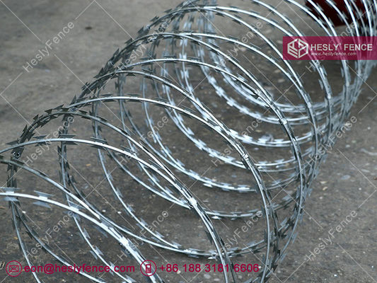 BTO-16 Hot Dipped Galvanized Concertina Razor Wire Coil O.D. 1100mm, HeslyFence, China supplier