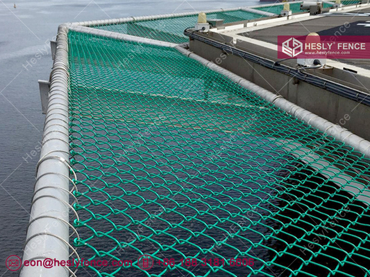 Green Helideck Perimeter Safety Mesh | PVC coated Chain Link Mesh Fence | 4.0mm wire | 50mm aperture | HeslyFence
