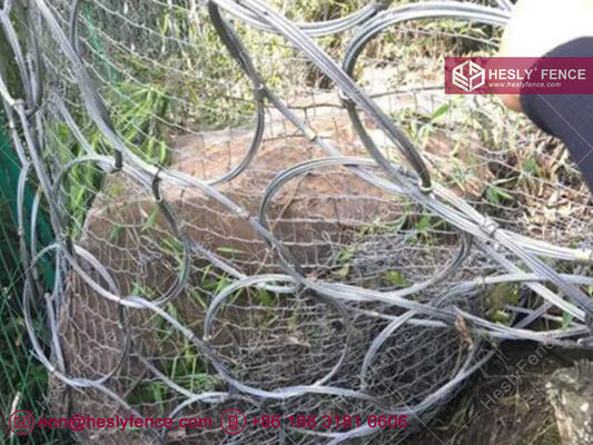 High Tensile Steel Ring Net Rockfall Protection Barrier System | 4.0mm wire | 350mm ID | 300g zn layer | 3000KJ | HESLY