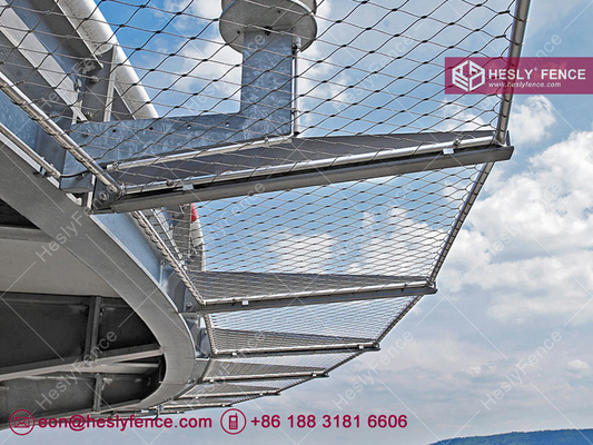 CAP437, 125kg drop load test Helipad Perimeter Safety Net |  Width 1.5m | SS316 3.0mm Wire Rope Mesh |  HeslyFence, China