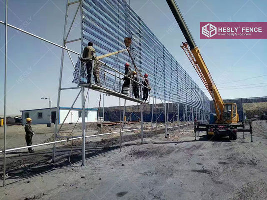6m high Wind Break Panles Perforated Metal for Coal Storage Area, 6m length, RAL5005 blue color